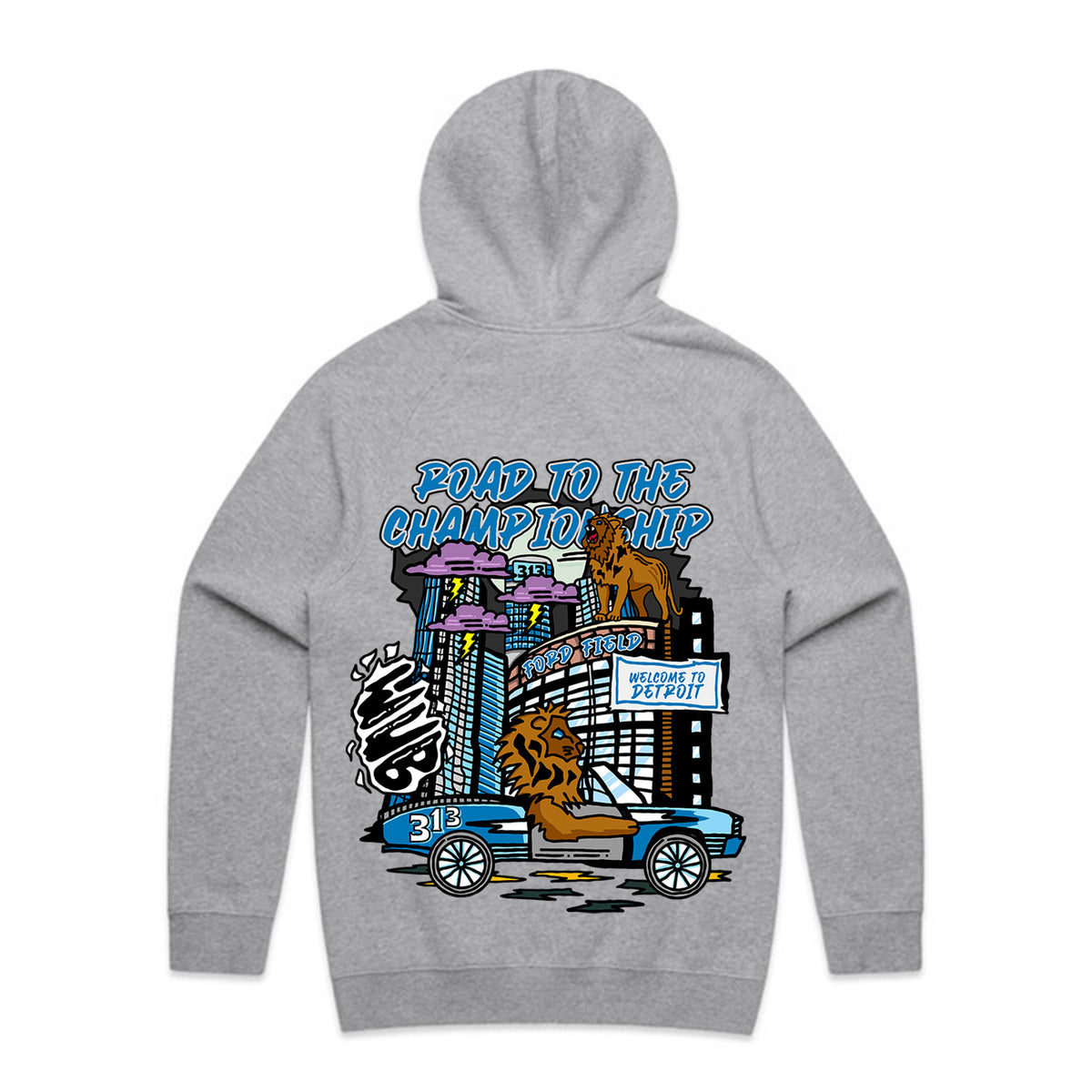 DETROIT ROAD TO THE CHAMPIONSHIP HOODIE - HEATHER GREY