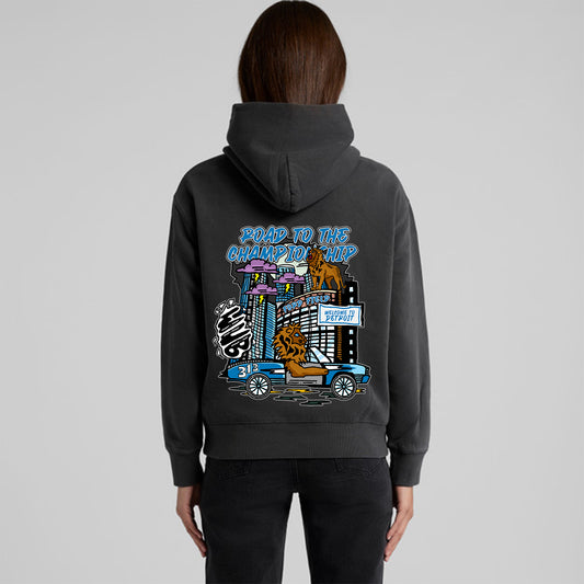 DETROIT ROAD TO THE CHAMPIONSHIP LADIES FADED HOODIE - GREY