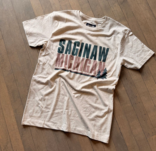 SAGINAW MICHIGAN PINES TEE - OATMEAL HEATHER