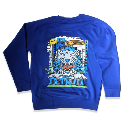 Detroit Football 2k26 Crewneck Sweatshirt - Royal Blue