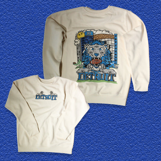 Detroit Football 2k26 Crewneck Sweatshirt - Cream