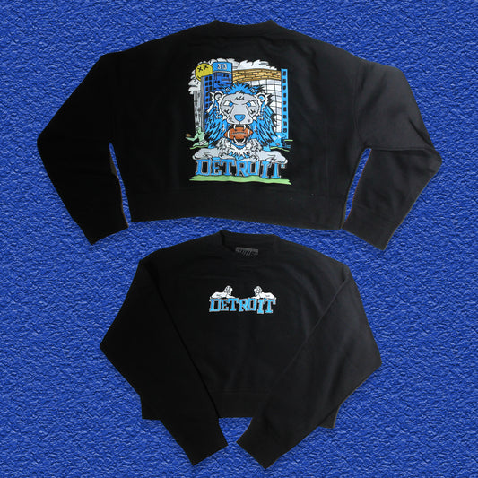 Detroit Football 2k26 Women's Crop Crew - Black