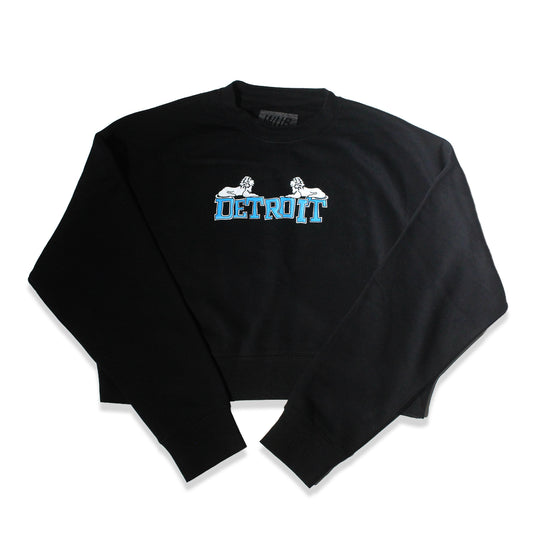 Detroit Football 2k26 Women's Crop Crew - Black