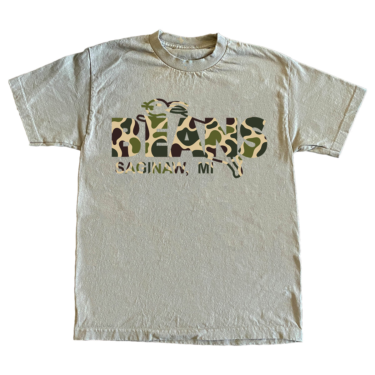 DUCK CAMO BEANS T-SHIRT - SAND
