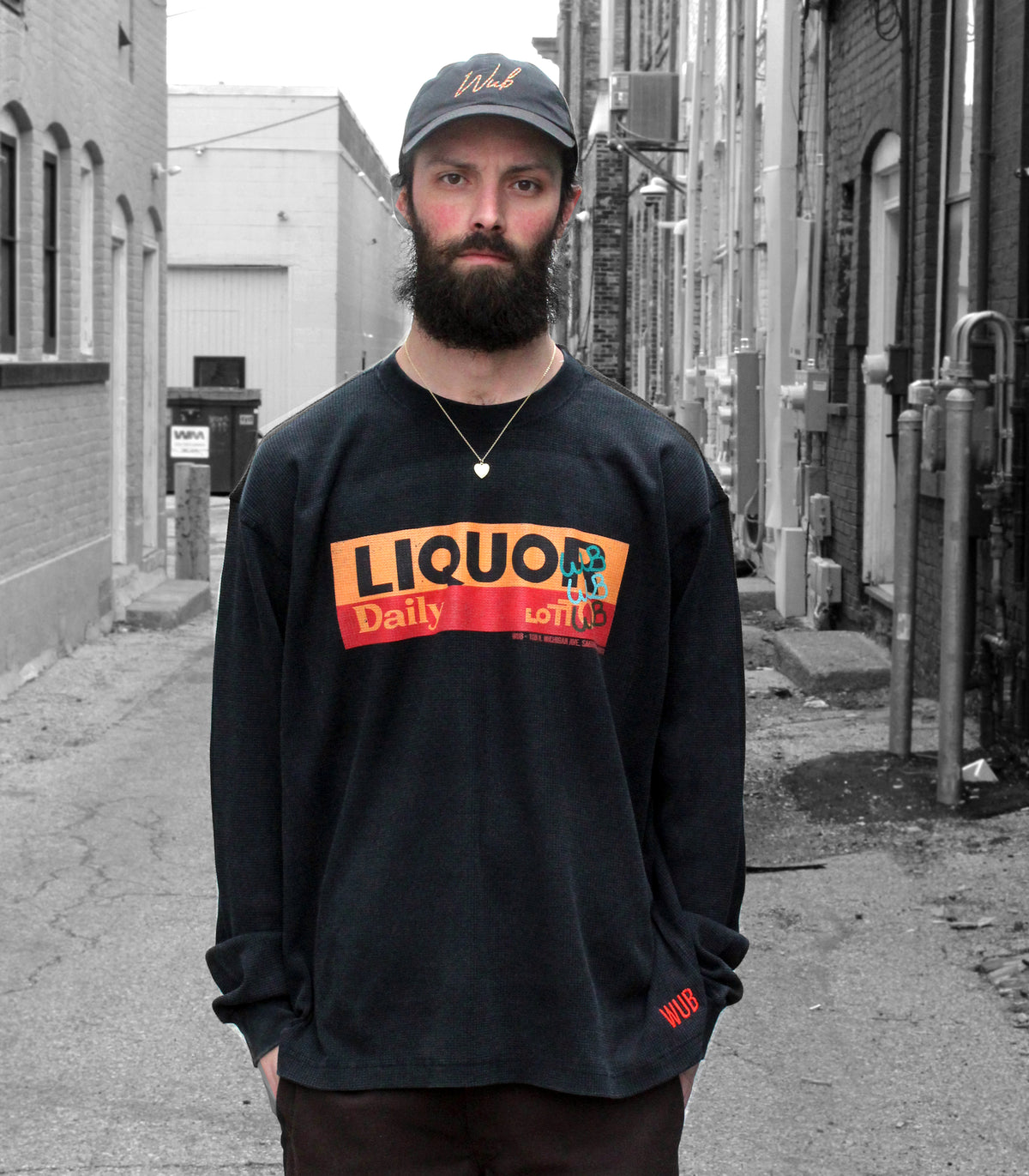 LIQUOR LOTTO WUB - VINTAGE BLACK WAFFLE L/S