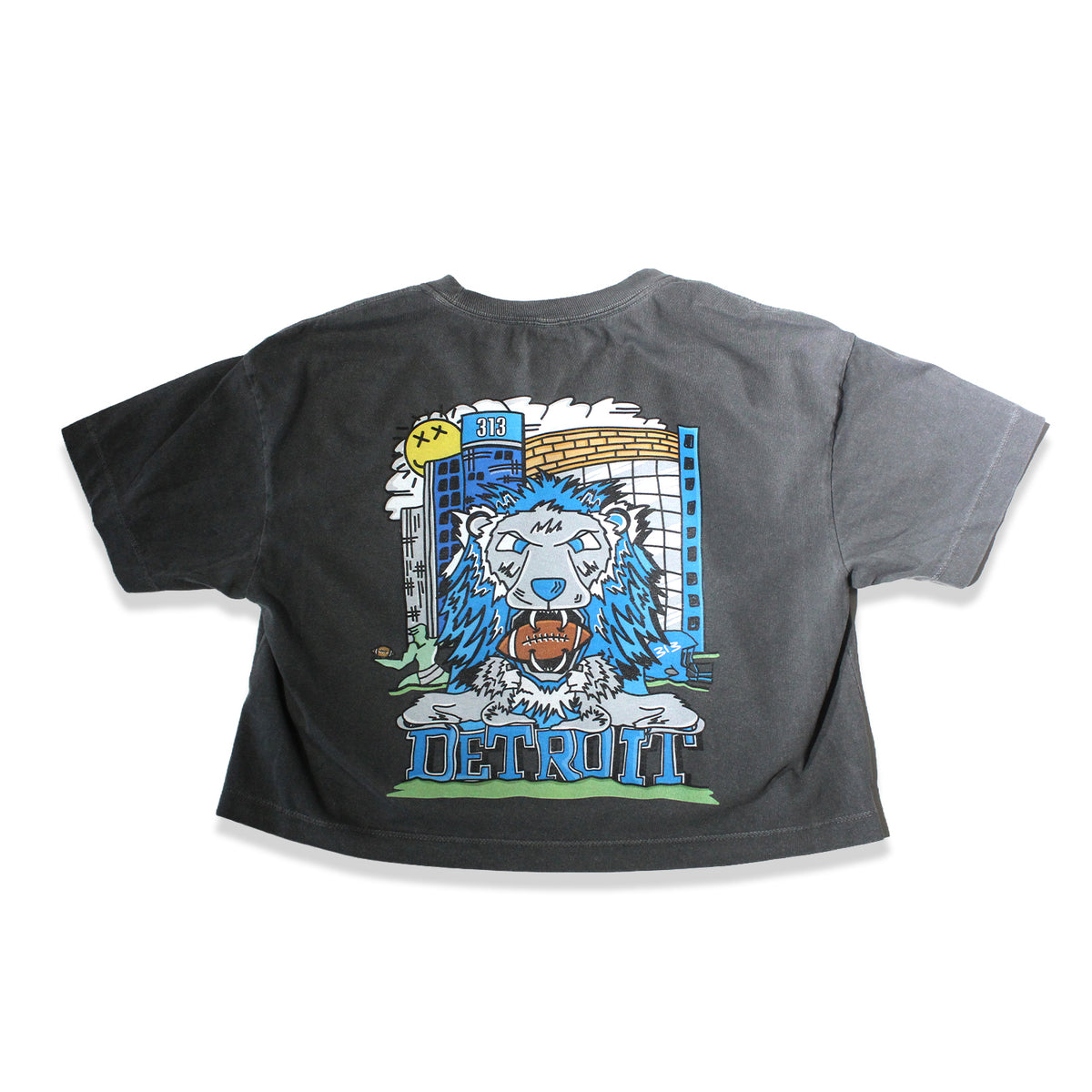 Detroit Football 2k26 Garment Dye Crop- Faded Black