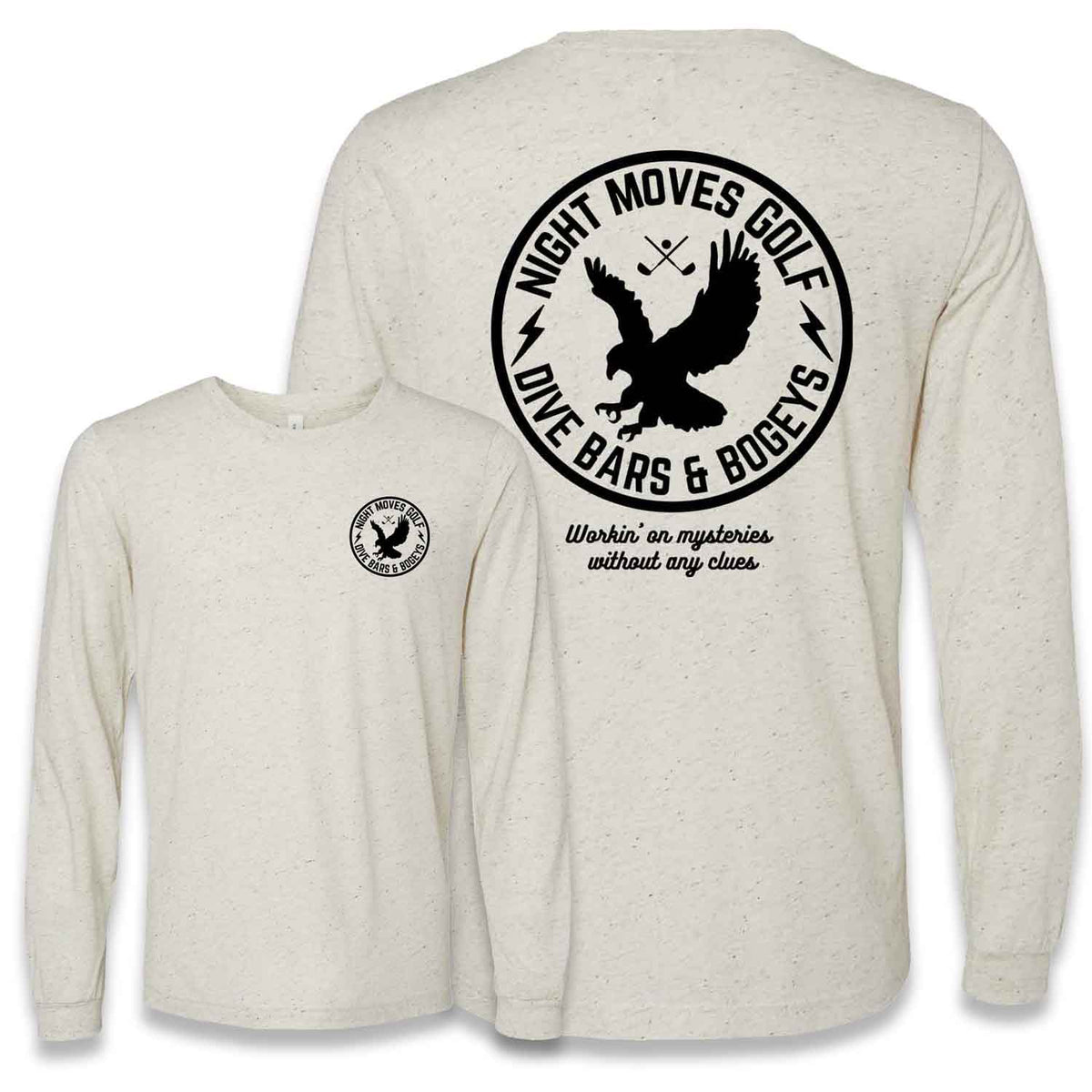 Night Moves Eagle Golf Longsleeve - Oatmeal Heather Triblend