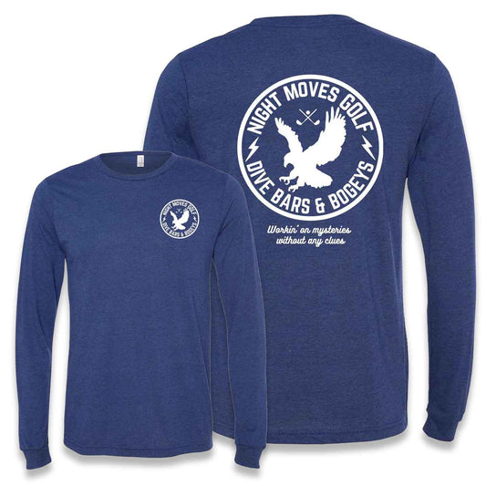 Night Moves Eagle Golf Longsleeve - Navy Heather Heather Triblend