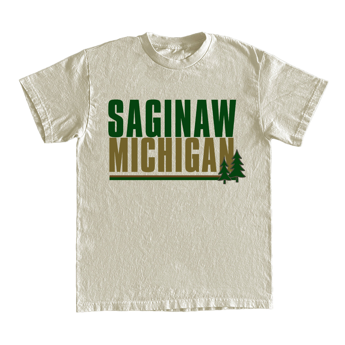SAGINAW MICHIGAN PINES TEE - OATMEAL HEATHER
