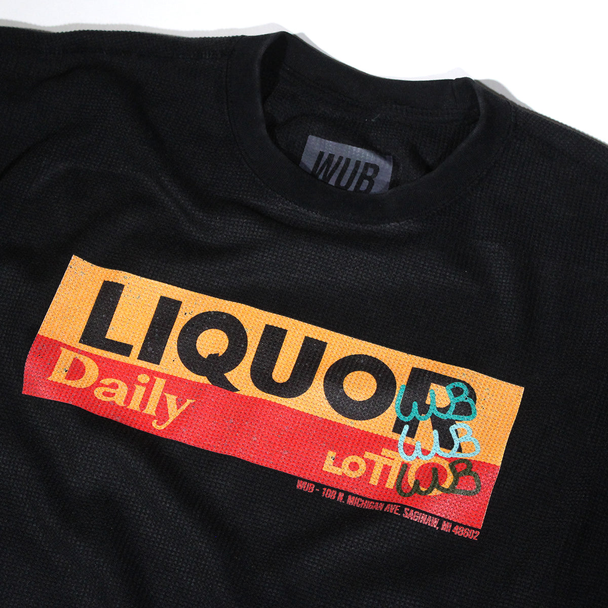 LIQUOR LOTTO WUB - VINTAGE BLACK WAFFLE L/S
