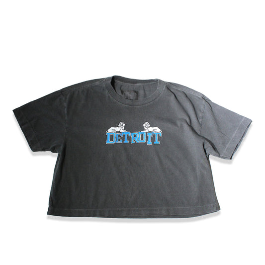Detroit Football 2k26 Garment Dye Crop- Faded Black