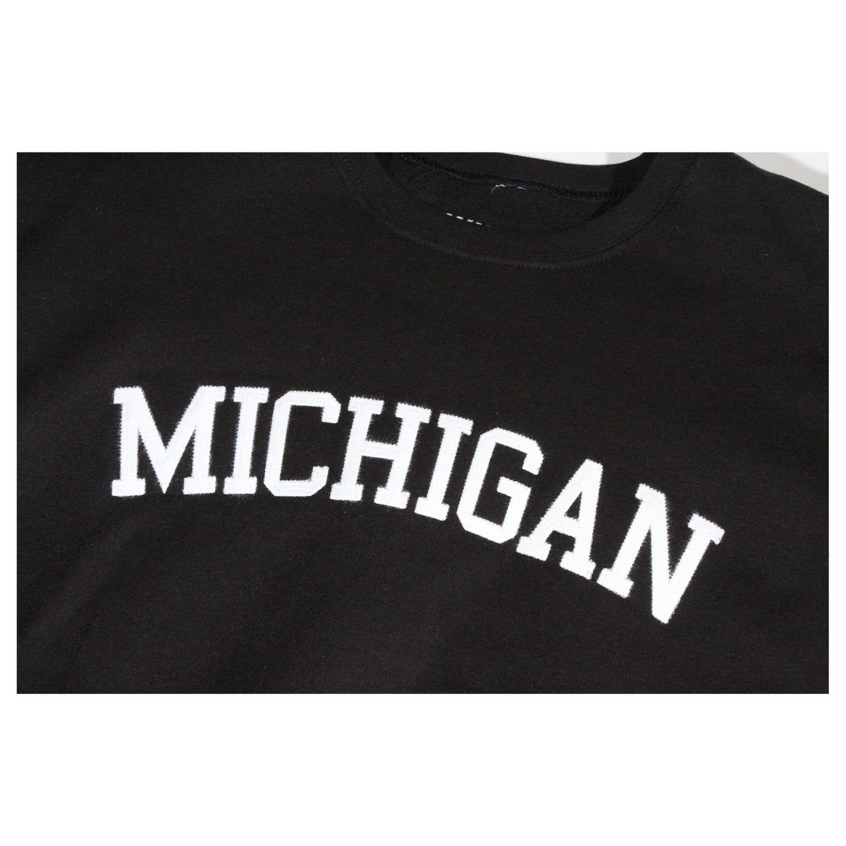 MICHIGAN FELT CREWNECK - BLACK